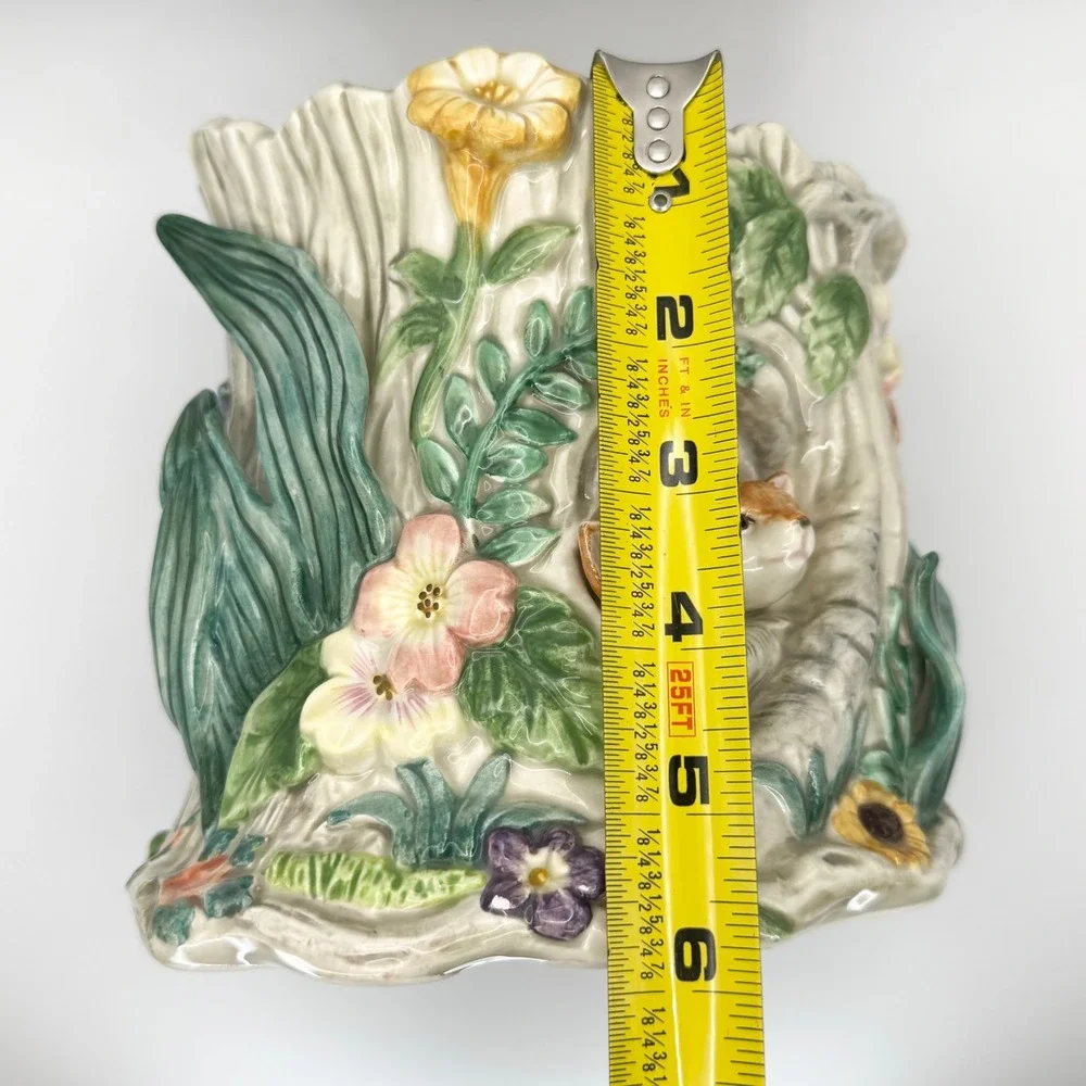 Fitz and Floyd Woodland Spring Fox Cookie Jar Vintage Tree Stump Cottagecore 10